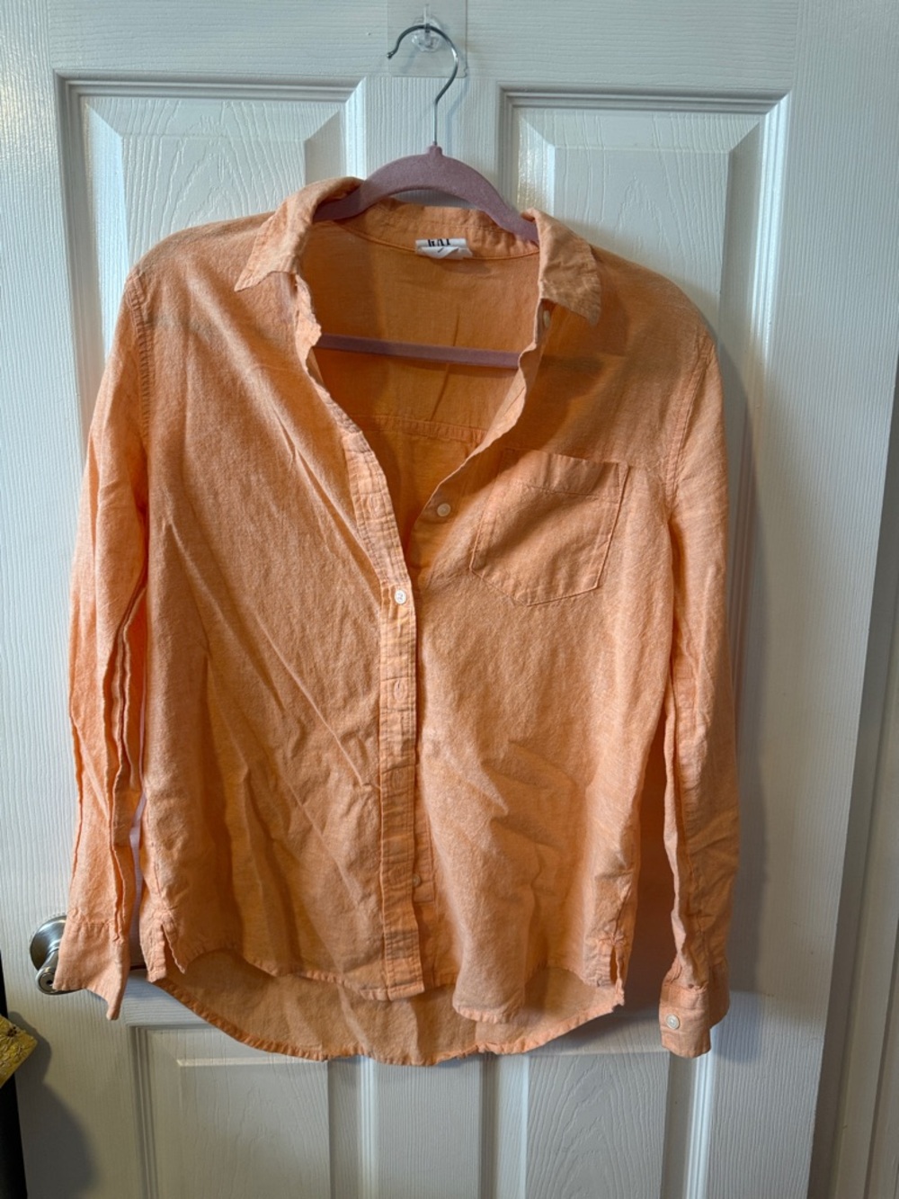 GAP Orange Button-Down Linen Shirt